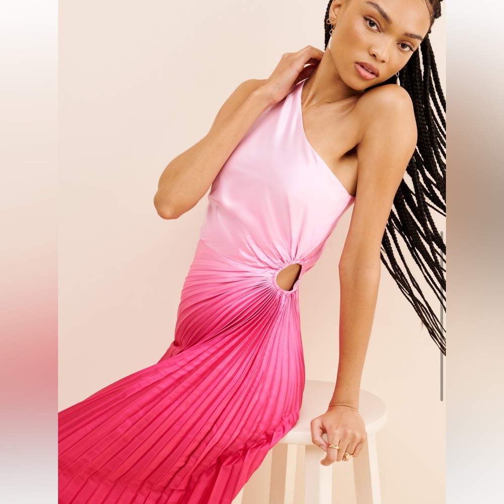Adelyn Rae One-Shoulder Pink Gradient Dress - Picture 3 of 12